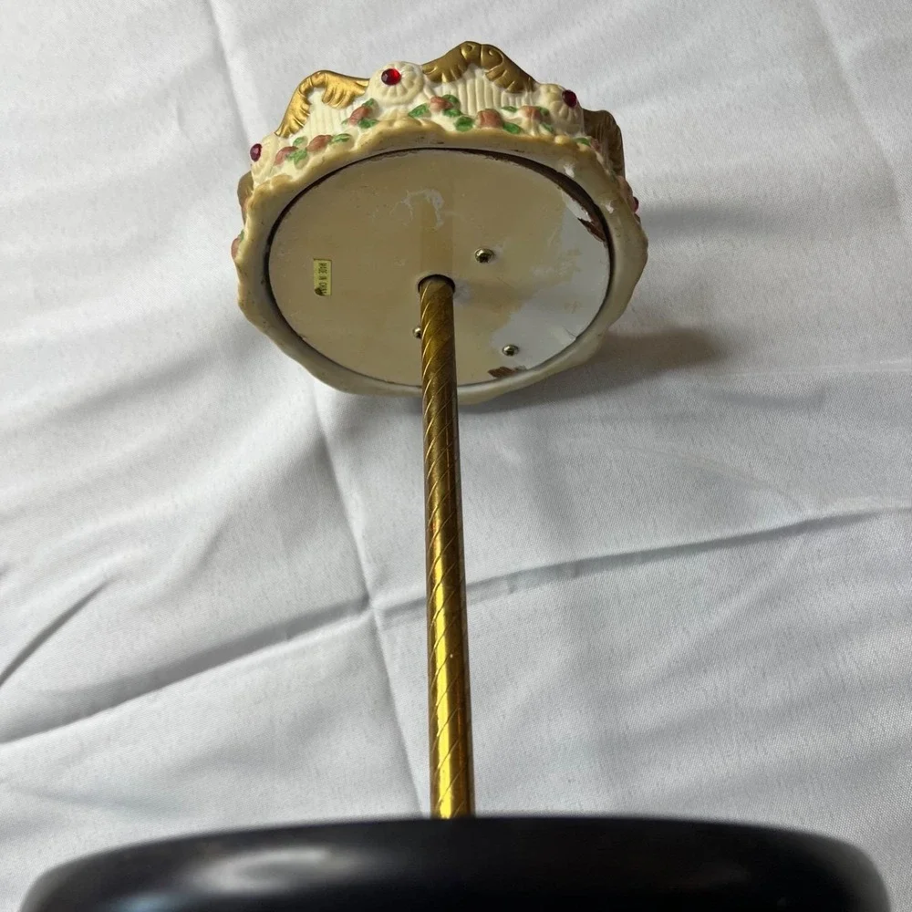 Vintage Musical Carousel Cigarette Lipstick Holder Rotating Vanity Music Box